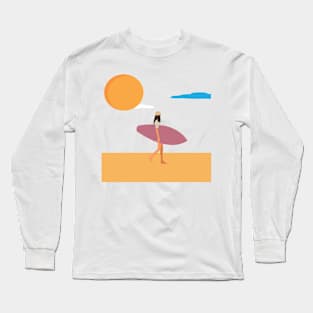 surfing woman Long Sleeve T-Shirt